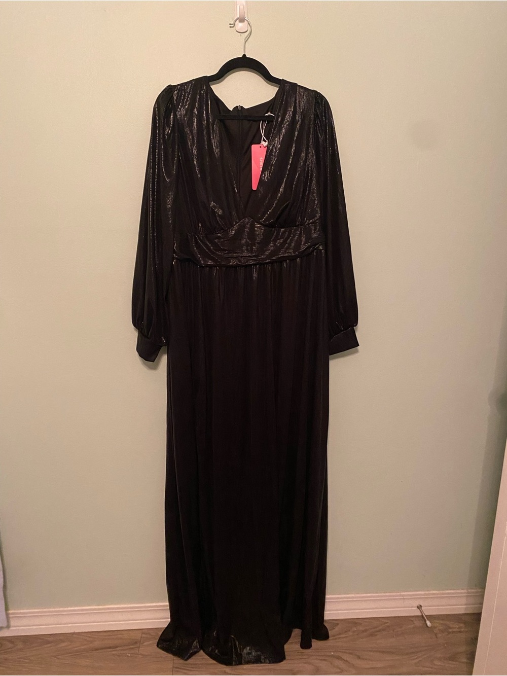 SHEIN Shimmery Black Long Sleeve Maxi Dress